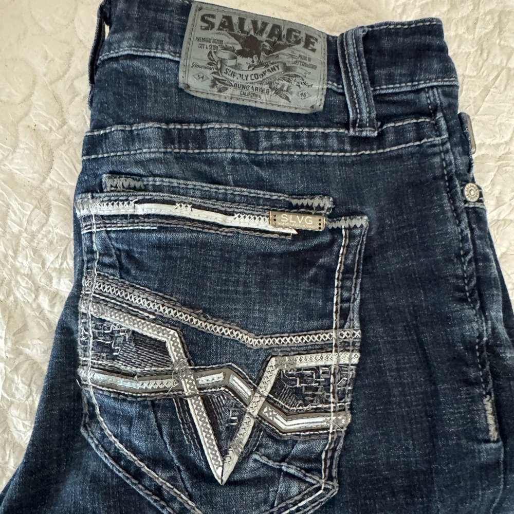 Salvage Men's Dark Blue Boot Cut Jeans 
32 / 32